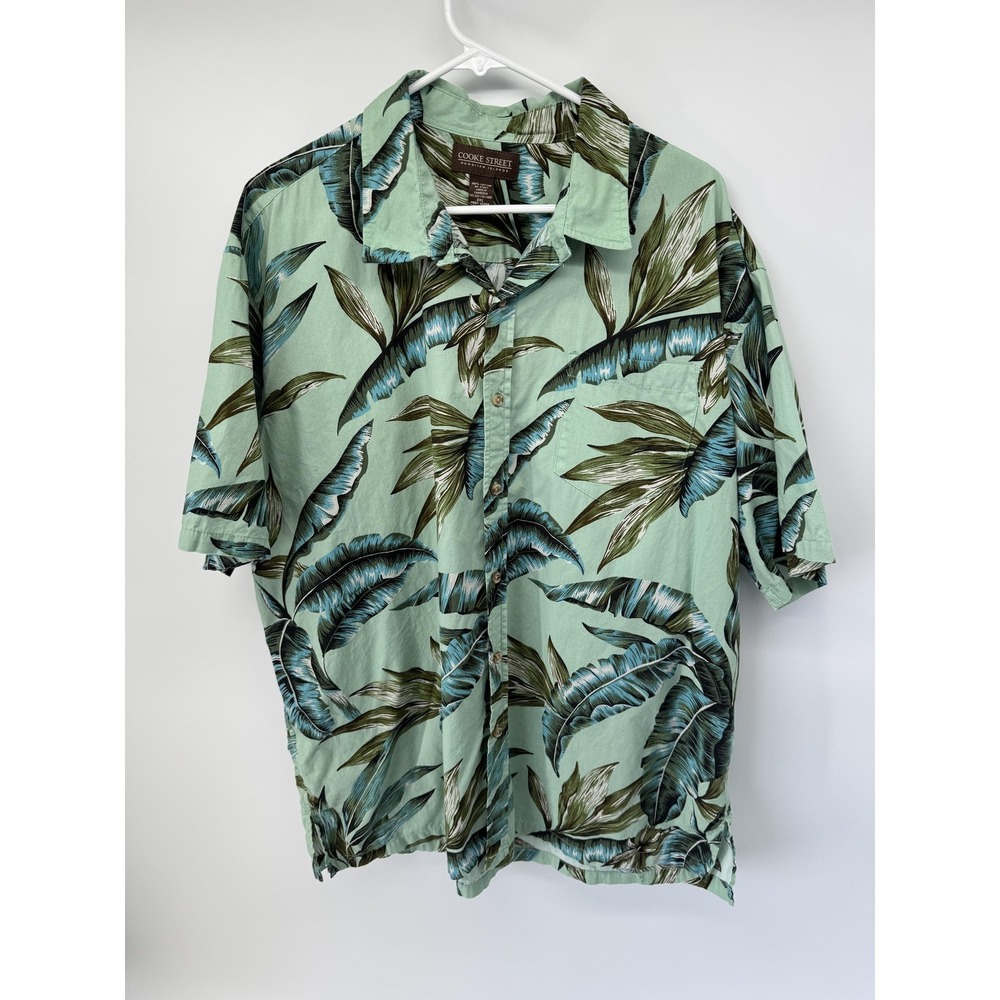 Cooke Street Shirt Mens 2XL Green Hawaiian Islands Tropical Floral Button Up